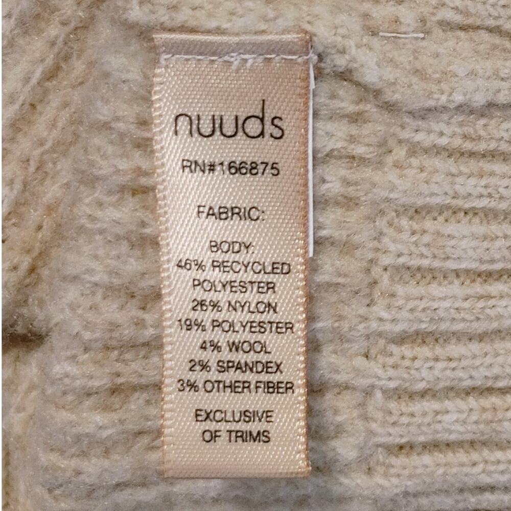 Nuuds Drawstring Hooded Sweater Beige Soft Rib Knit Pullover Womens Small - Picture 4 of 6